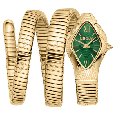 Just Cavalli Signature Snake Cristallo Gelbgold Flaschengrün
