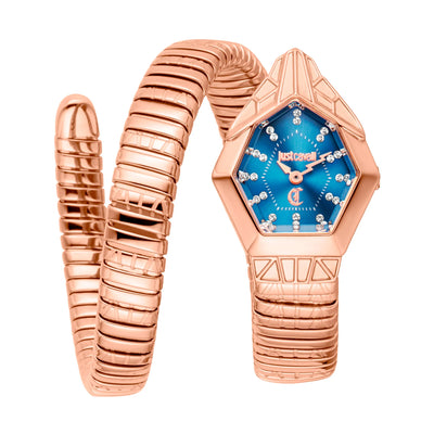 Just Cavalli Signature Snake Gemma Roségold Blau